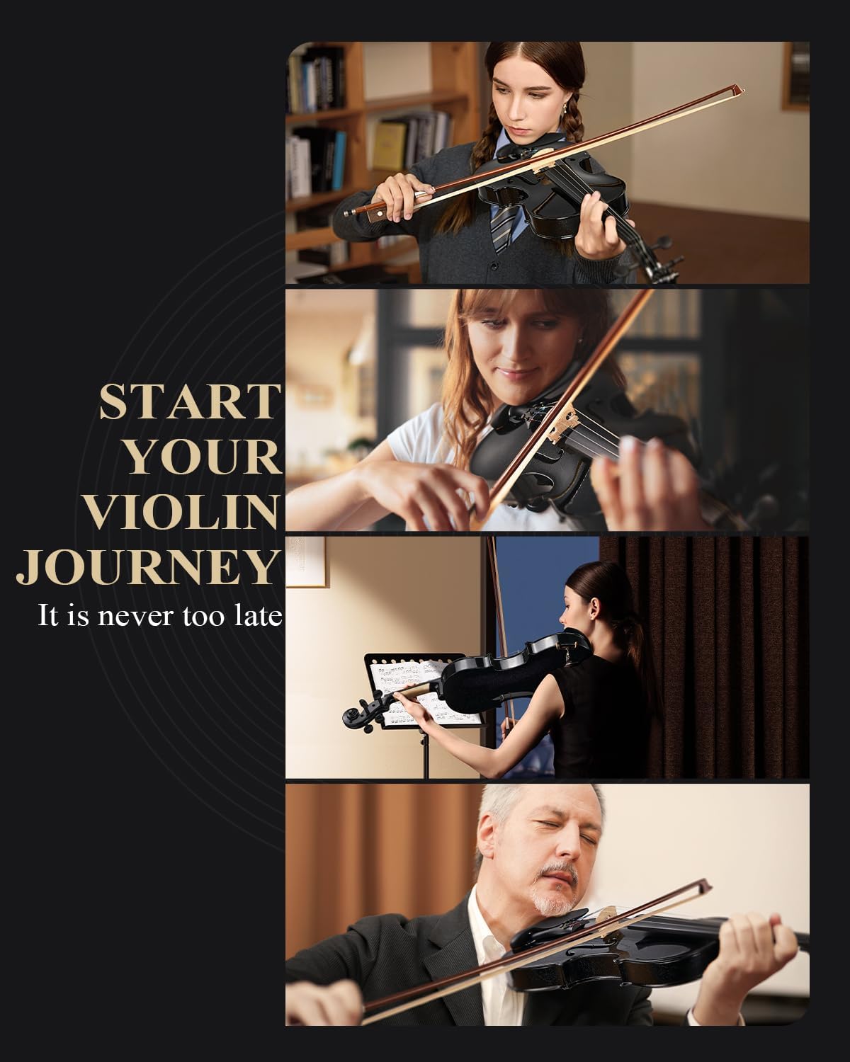 Eastar 4/4 Violin Set Full Size Fiddle Solidwood for Adults