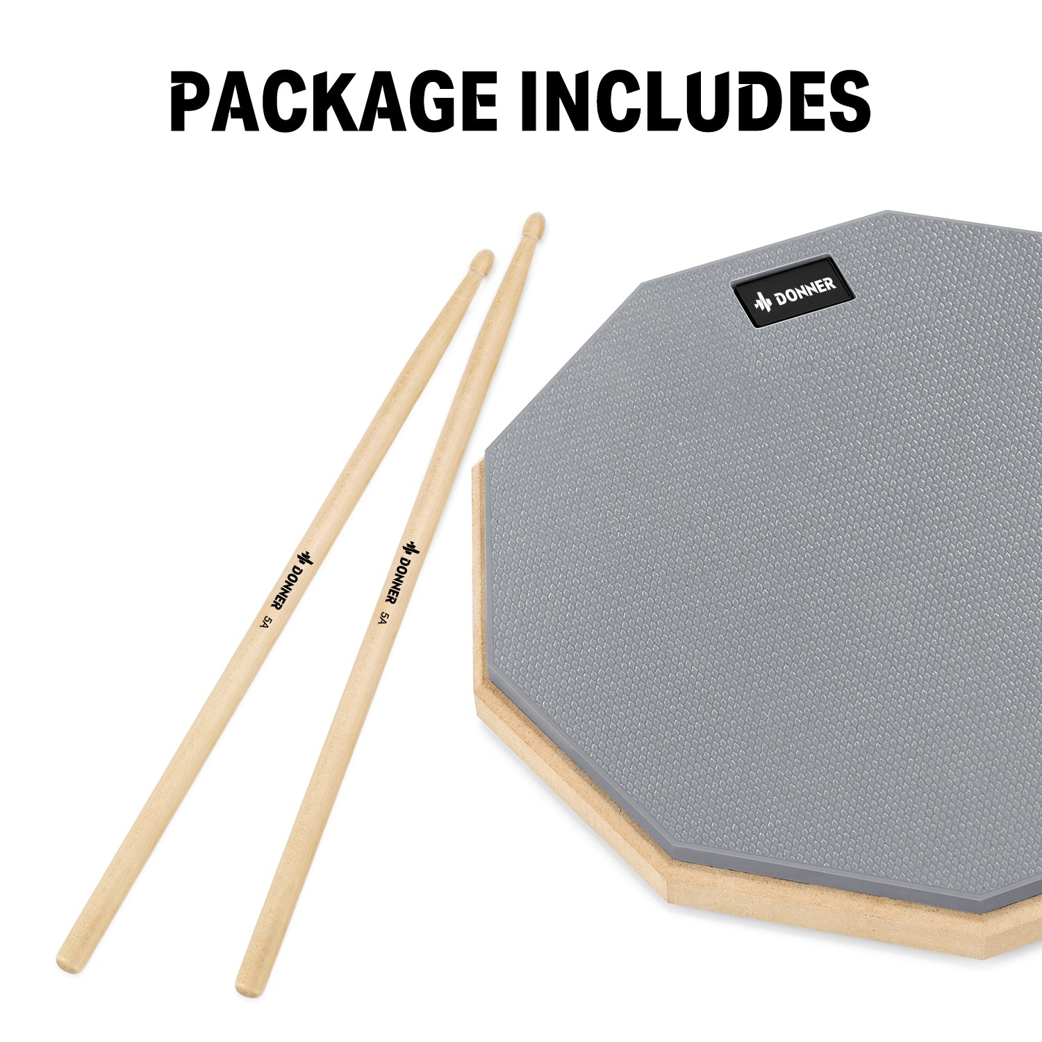 Donner 8" Grey Practice Pad w/ Sticks