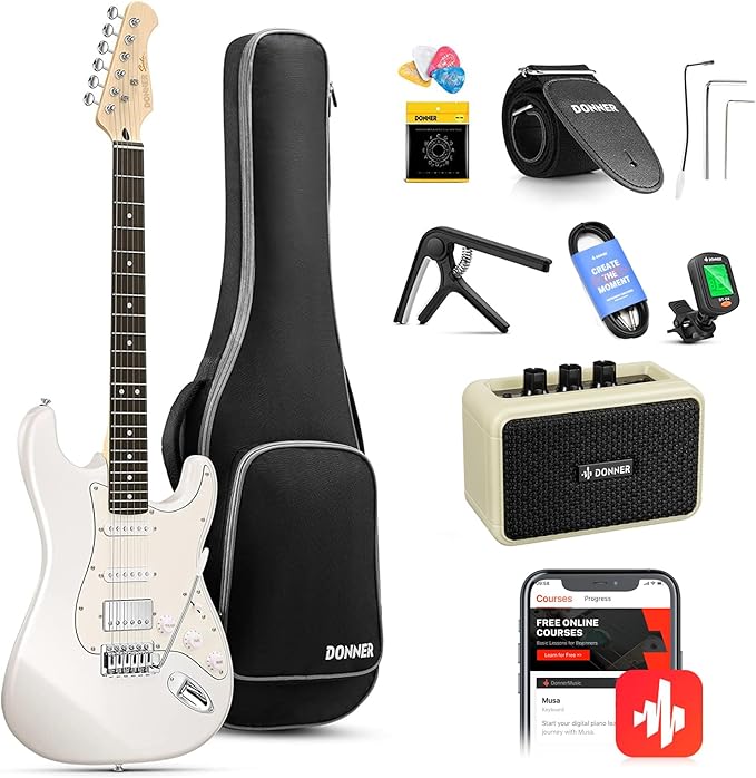 Donner DST-152 39-inch ST Electric Guitar Kit HSS w/Coil Split Pickup Including AMP