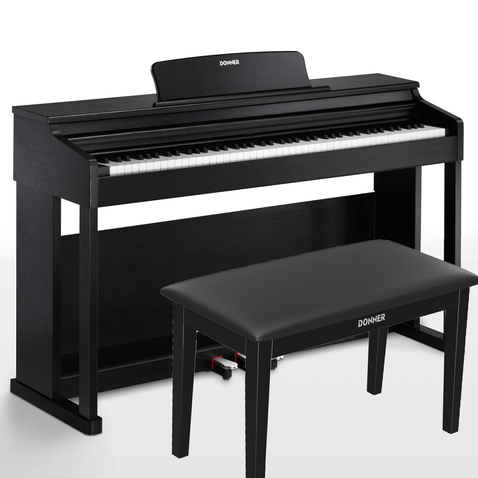 Donner DDP-100 88 Key Weighted Hammer Action Upright Digital Piano for Beginners Black/White
