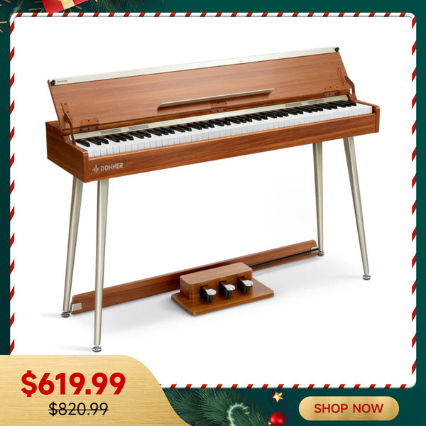 Donner DDP-80 PLUS 88 Key Weighted Wooden Upright Digital Piano with Semi-open Cover