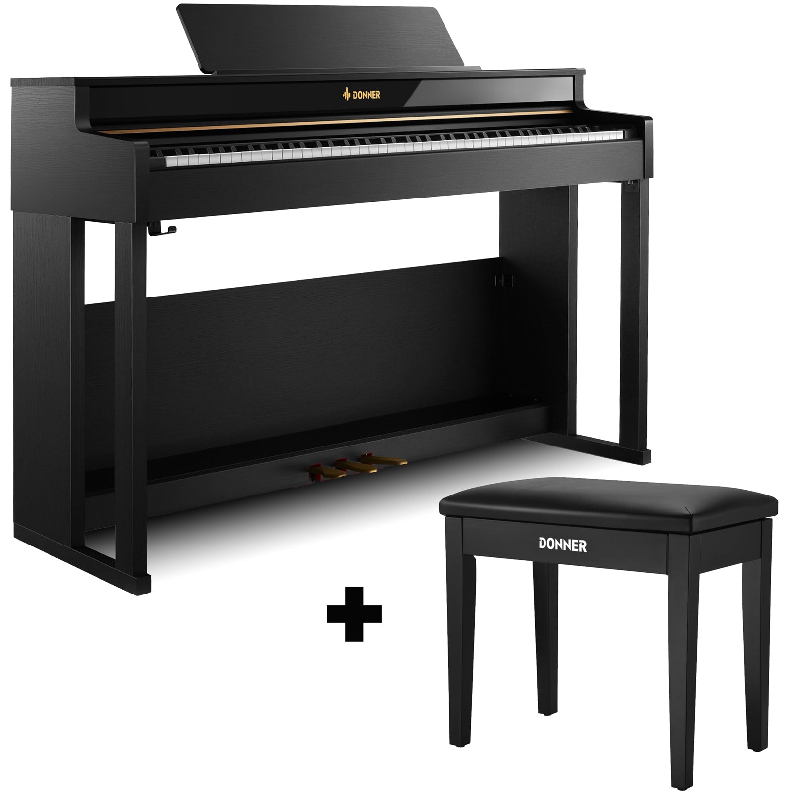 Donner DDP-400 Professional 88-Key Progressive Hammer Action Weighted Upright Digital Piano with Extended Speaker Cabinet-Black##