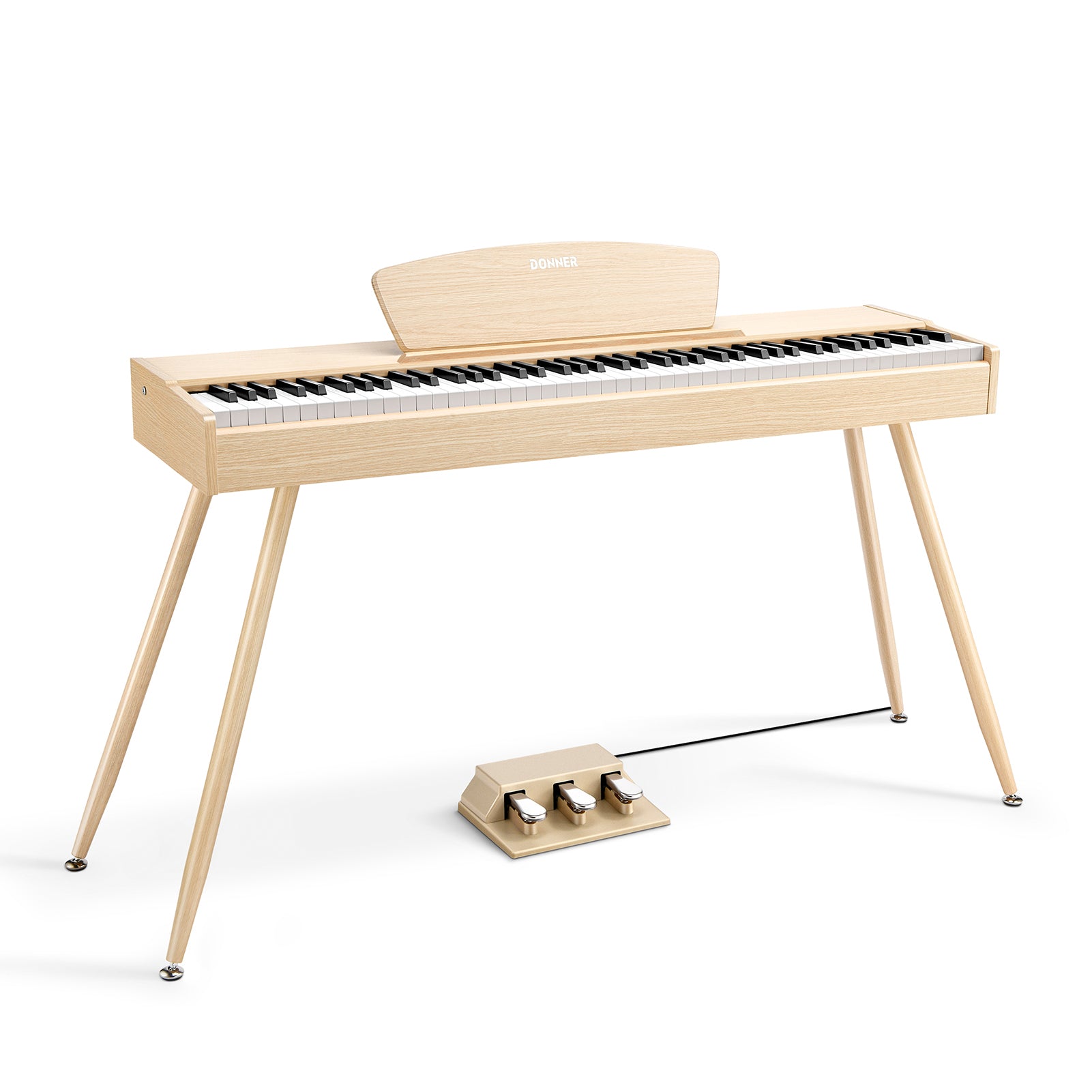 Donner DDP-80 Wooden Style 88 Key Weighted Digital Piano with Stand & 3 Pedal-Light Oak##