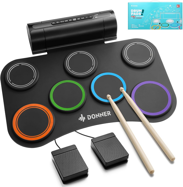 Donner 7 Pads Roll-up Silent Electric Drum Pad Electronic Drum Set for Kids