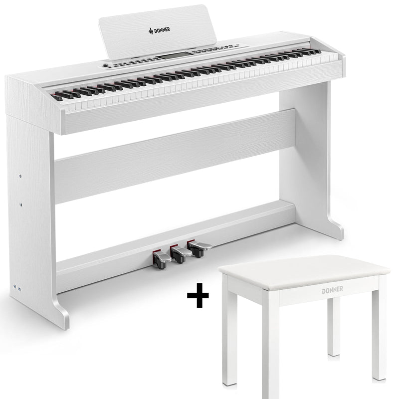 Donner DDP-95 88 Key Weighted Upright Digital Piano for Beginners White