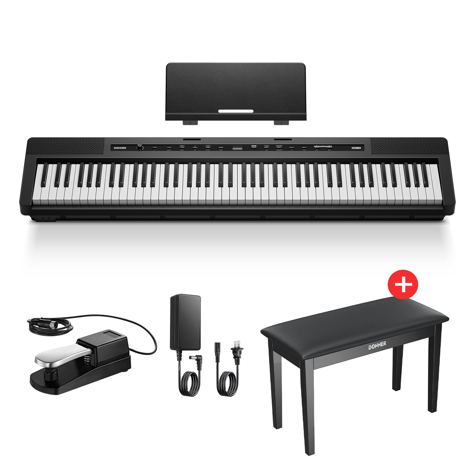 DEP-16 88 Key Weighted Portable Digital Piano for Beginner Donner