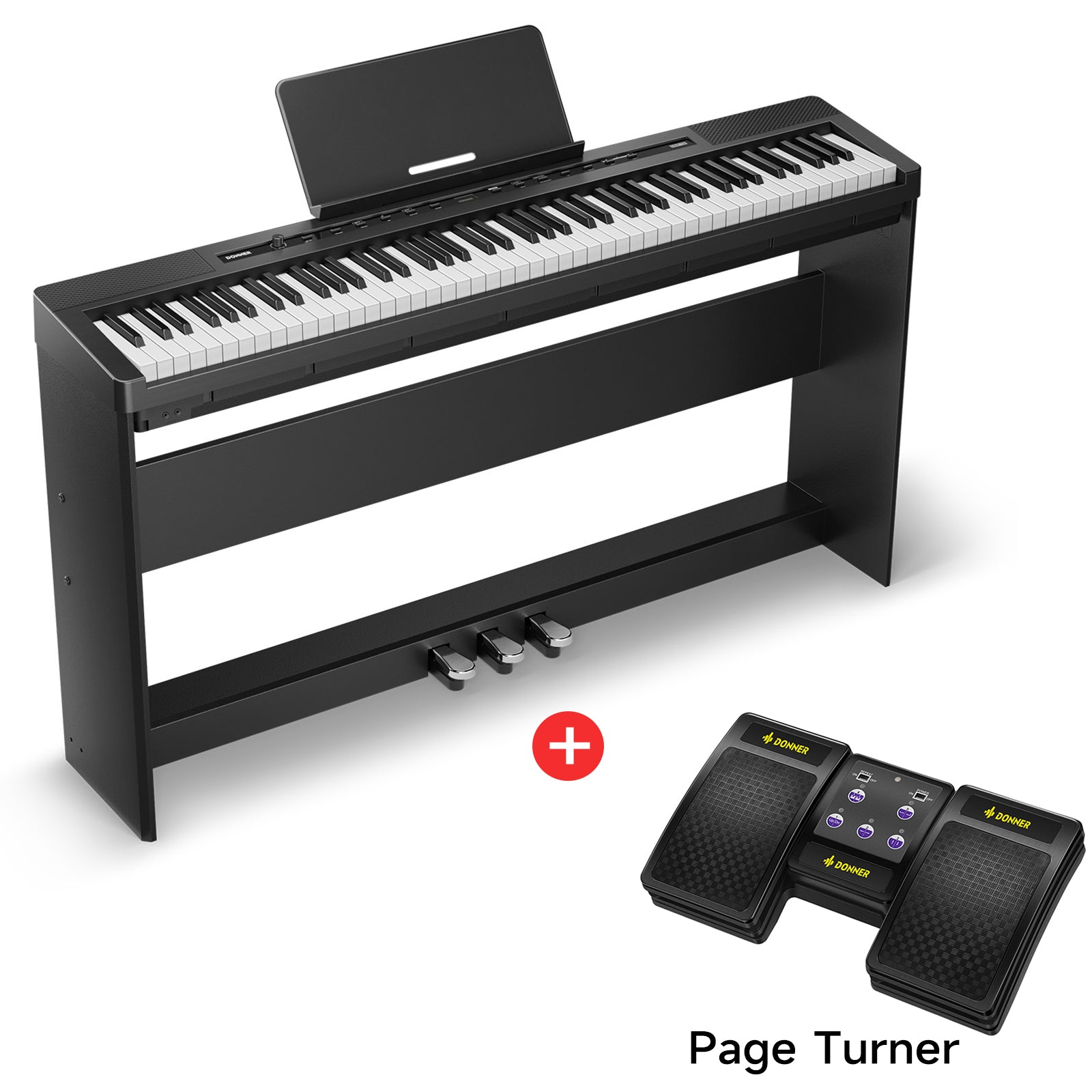 electric piano with pedals Donner DEP-16 88 Key Weighted Portable Digital Piano for Beginner, Piano with Stand / Piano+Accessories
