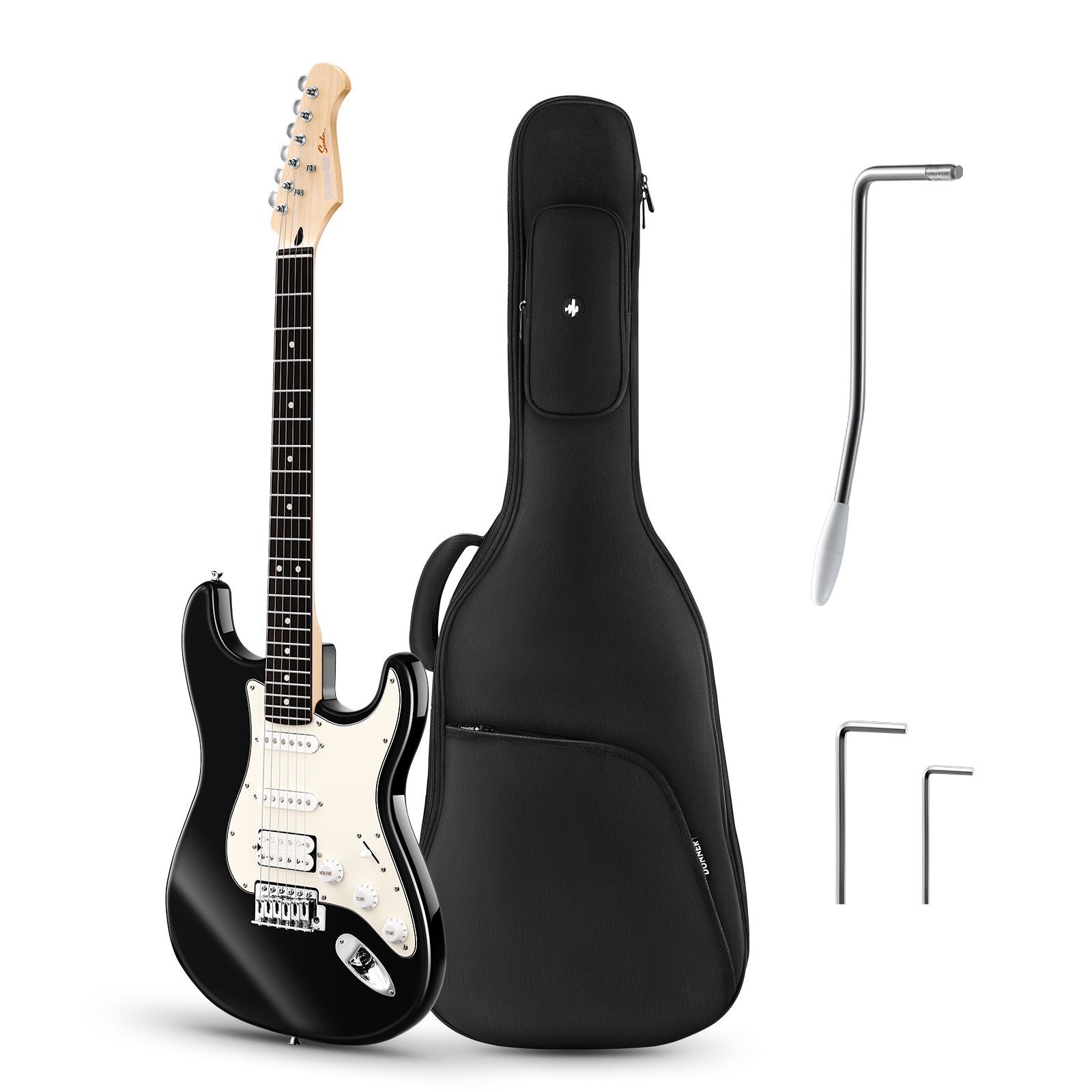 Donner Q1 Electric Guitar, 39" Beginner Electric Guitar HSS Pickup Coil Split Black