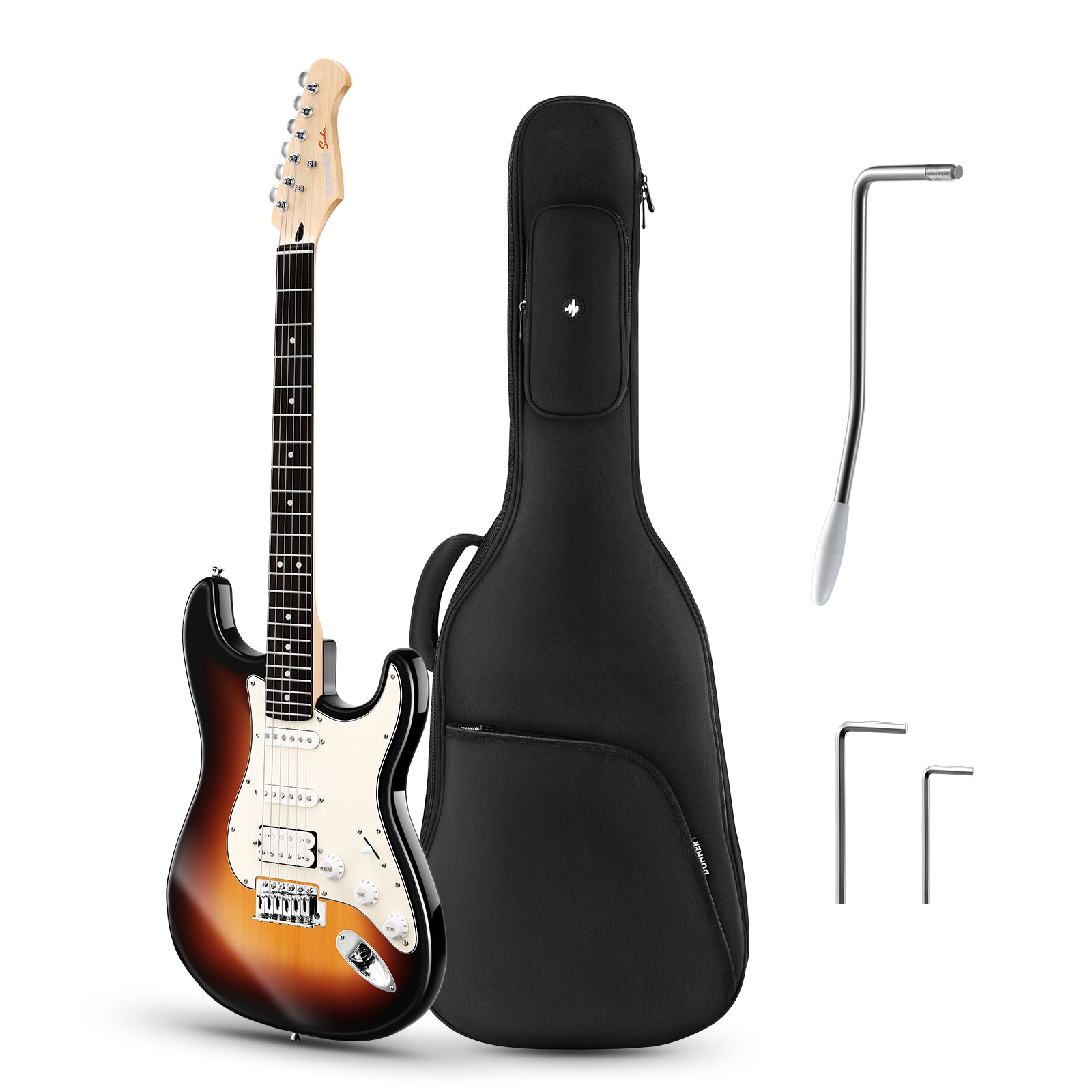 Donner Electric Guitar, 39" Beginner Electric Guitar HSS Pickup Coil Split Sunburst, Q1