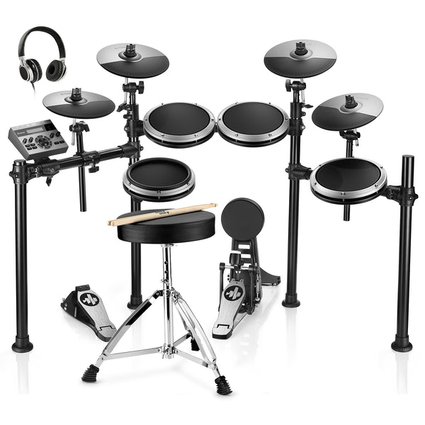 Donner Adults Electronic Drum Set 450+ Sounds, 31 Kits, with Quiet Mesh Drum Pads, DED-200X, Gray