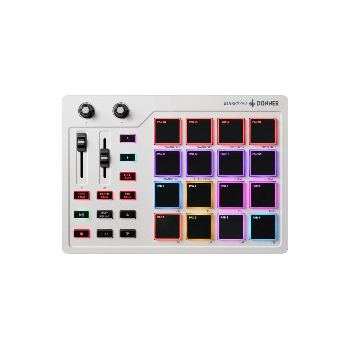 Donner STARRYPAD Professional MIDI Pad Beat Maker Machine with 16 Beat Pads, Melodics Lessons, Navy Blue