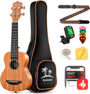 Donner Concert Ukulele Beginner Mahogany 23 Inch Ukelele Kit with Free Online Lesson Gig Bag Strap Nylon String Tuner Picks Cloth DUC-1 Gift Choice