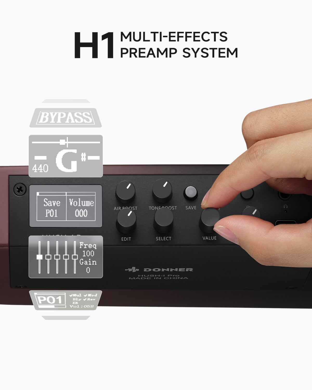 Donner HUSH™ I PRO Acoustic-Electric Travel Guitar-Maillard Fade##