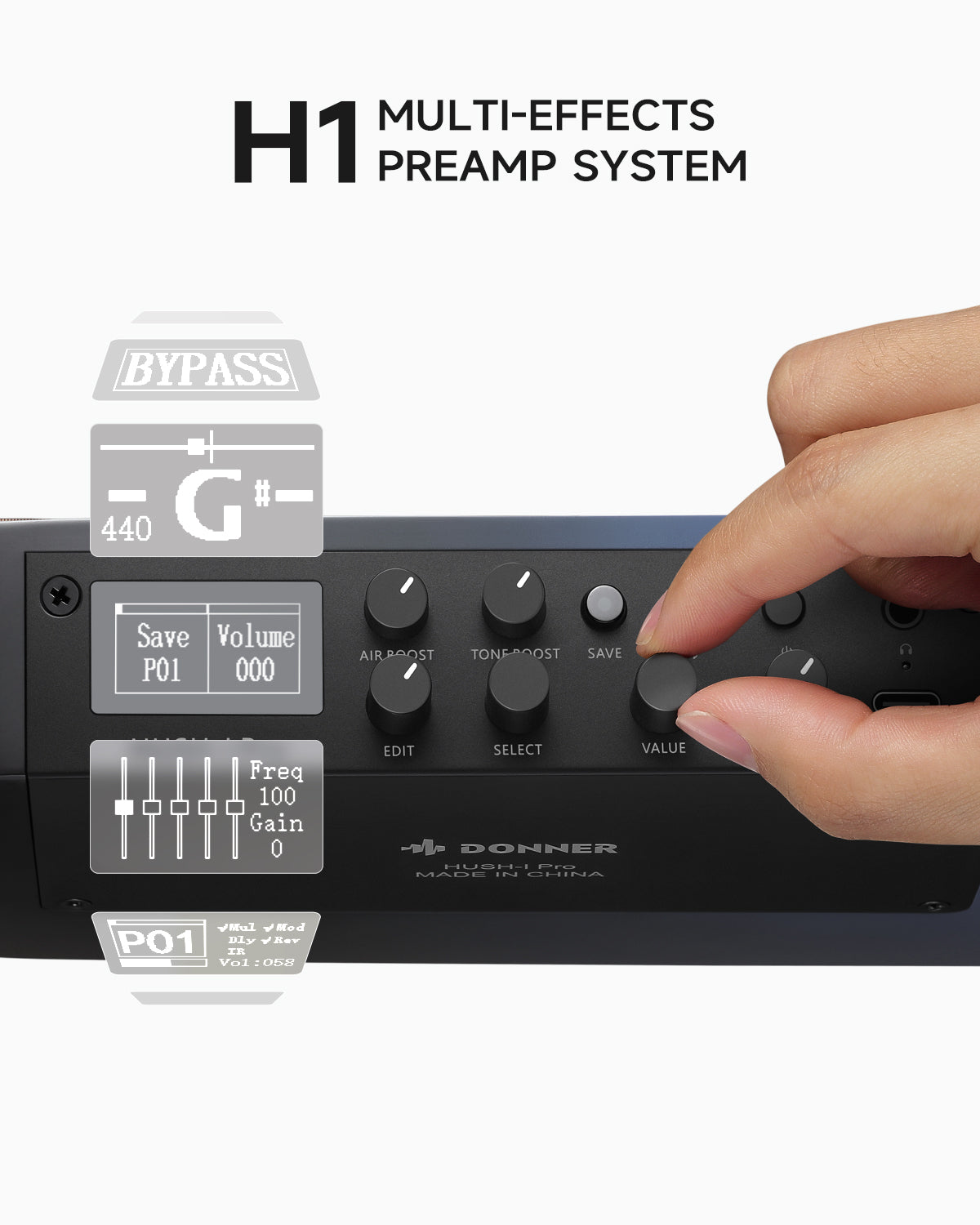 Donner HUSH™ I PRO Acoustic-Electric Travel Guitar-Space Fly##