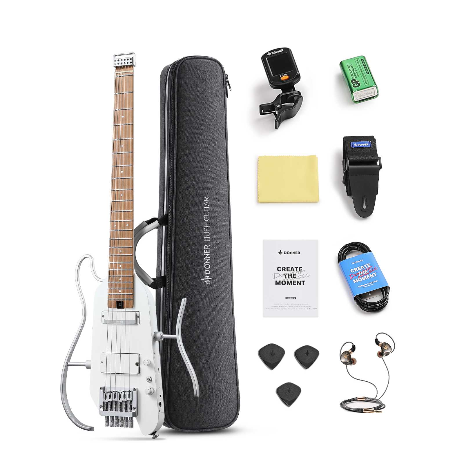 Donner HUSH™ X Pro Multi-Effects Portable Guitar-White##