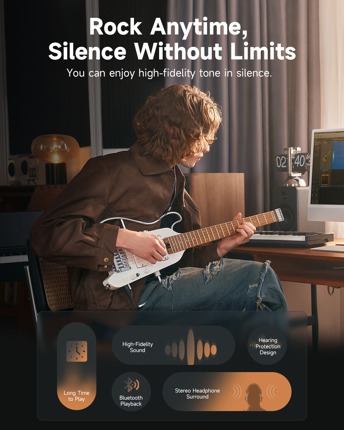☆Donner Hush-X ほとんど新品 HUSH-X PRO Multi-Effects Electric Guitar for Travel Donner