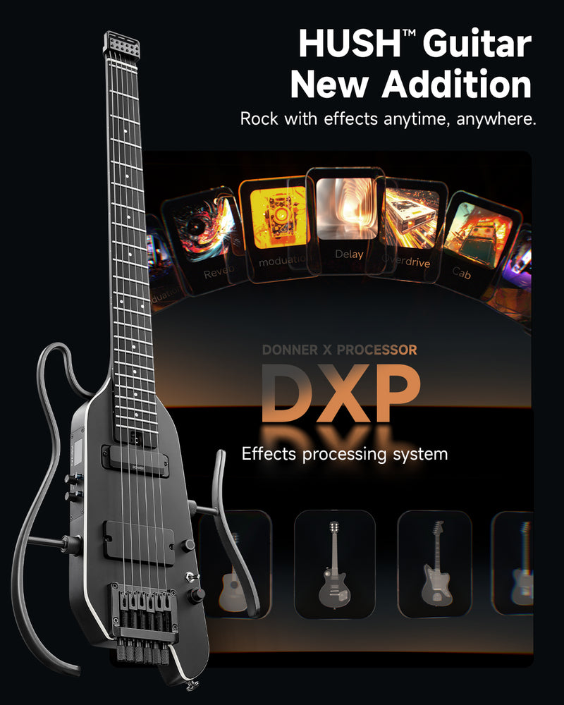 Donner HUSH™ X PRO Multi-Effects Electric Guitar for Travel