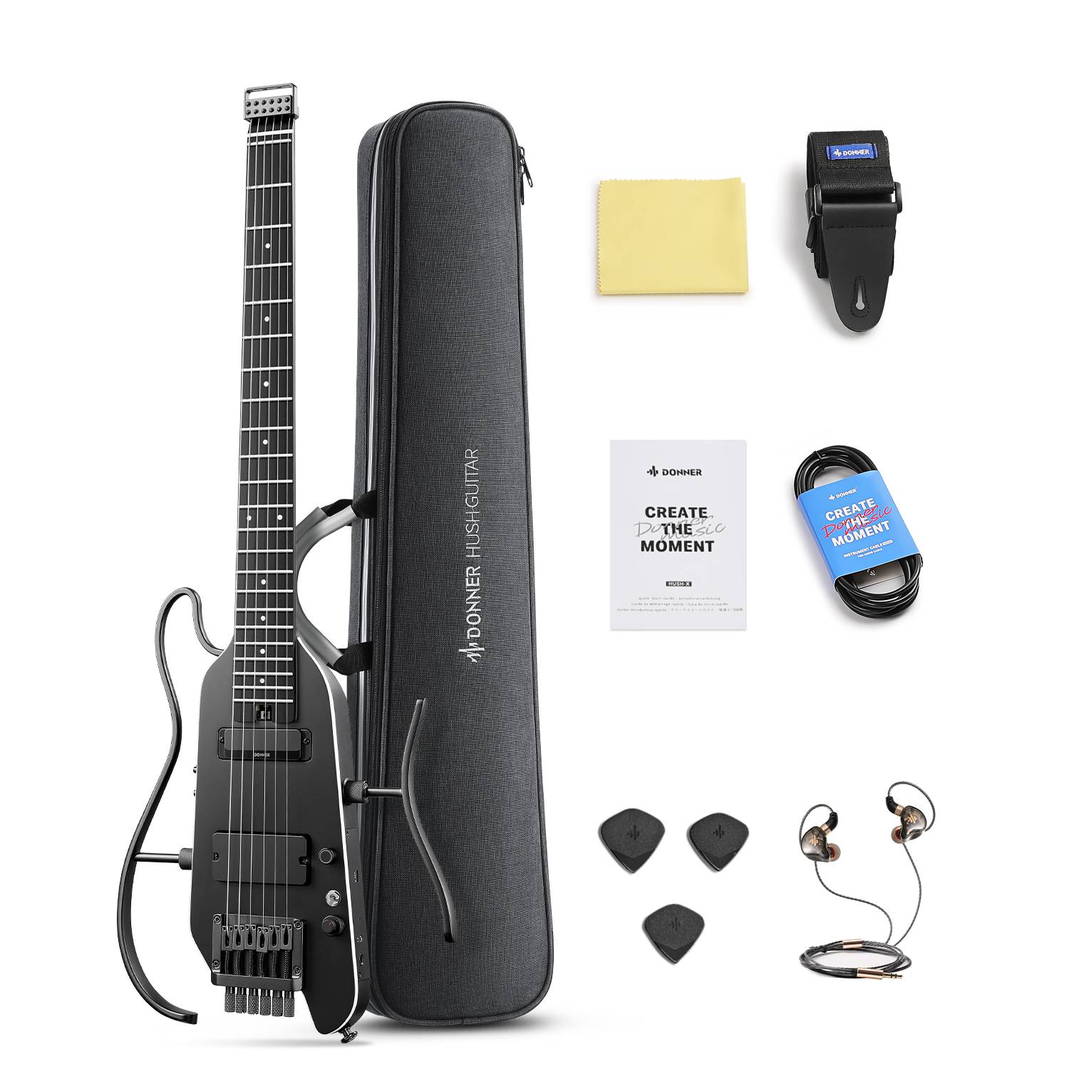 Donner HUSH™ X Pro Multi-Effects Portable Guitar-Black##