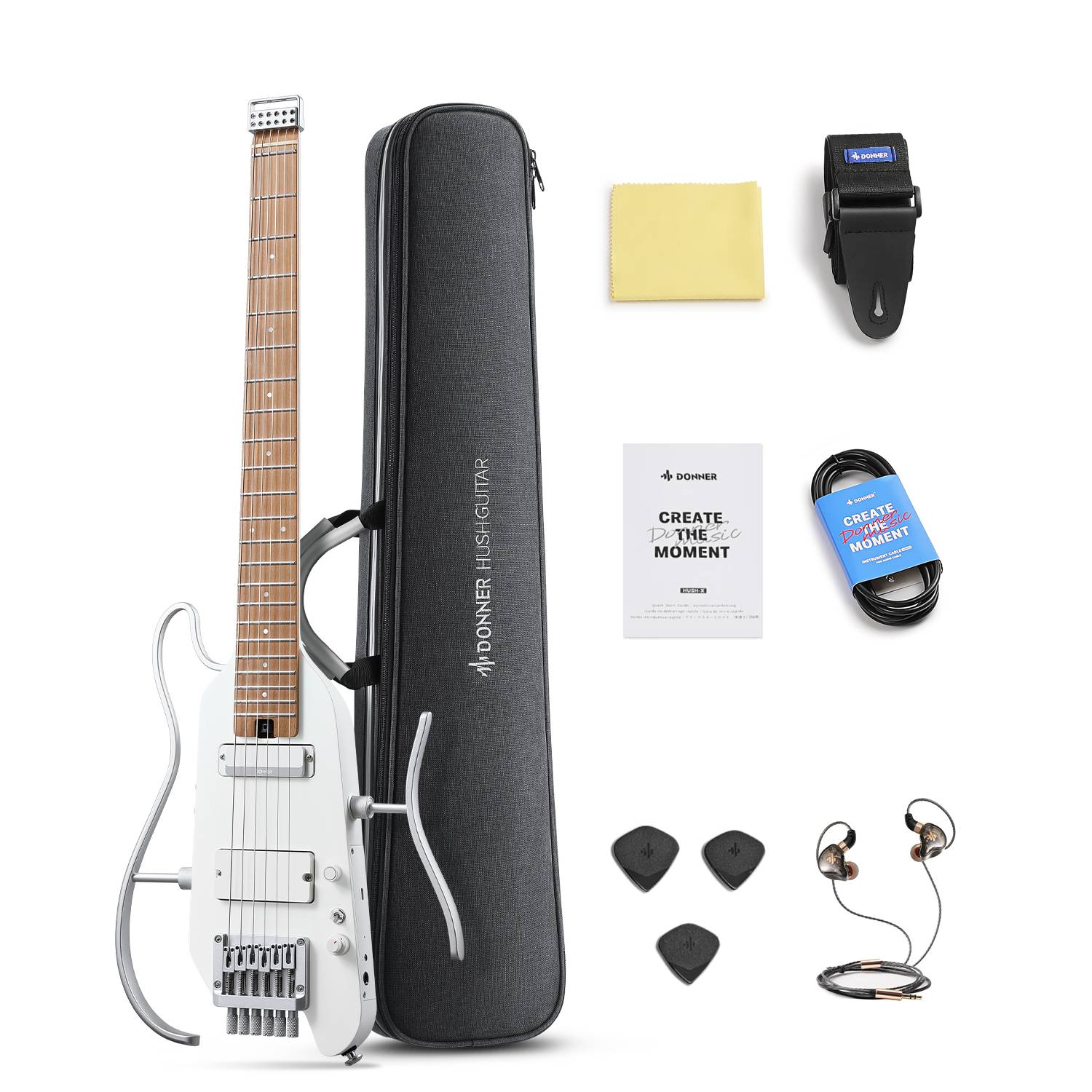 Donner HUSH™ X Pro Multi-Effects Portable Guitar-White##