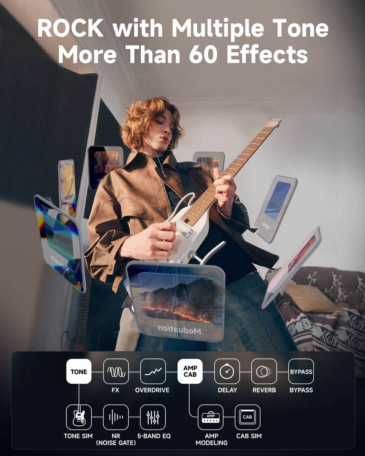 Donner HUSH-X Pro コンパクトエレキギター HUSH-X PRO Multi-Effects Electric Guitar for Travel Donner