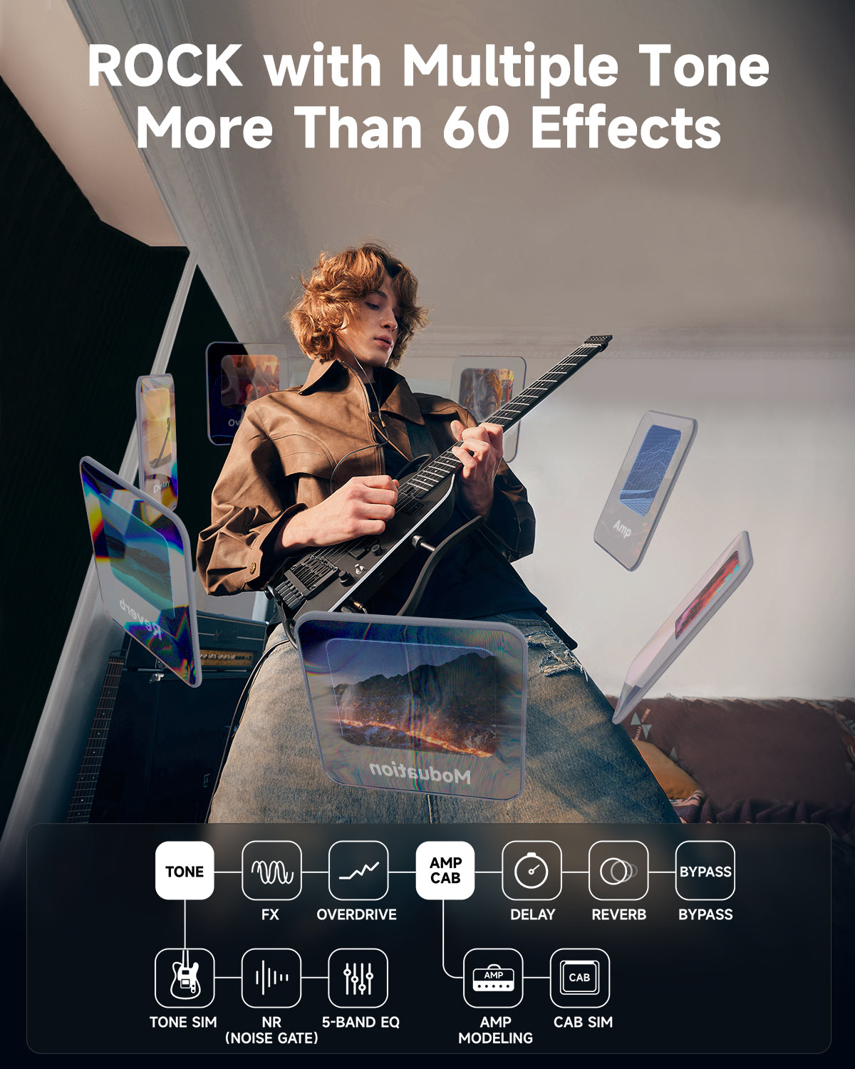 HUSH-X PRO Multi-Effects Electric Guitar for Travel Donner