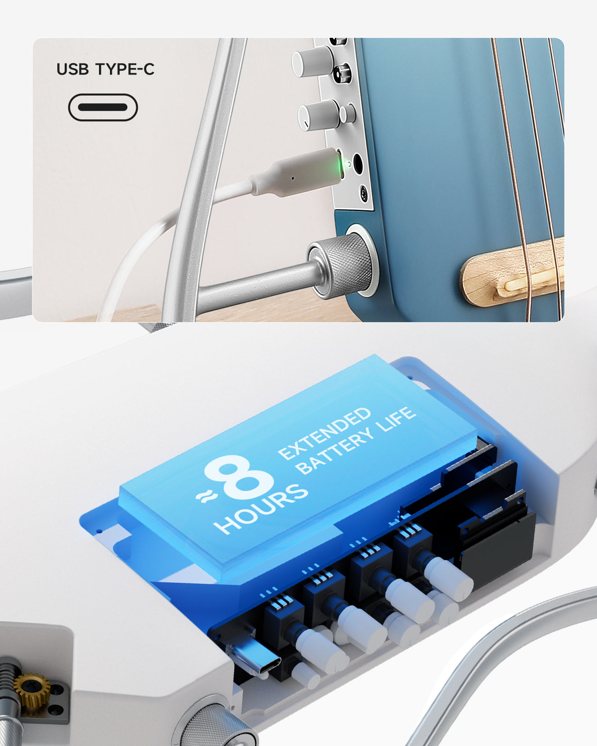 Donner HUSH™ I PRO Acoustic-Electric Travel Guitar-Hawaiian Blue##