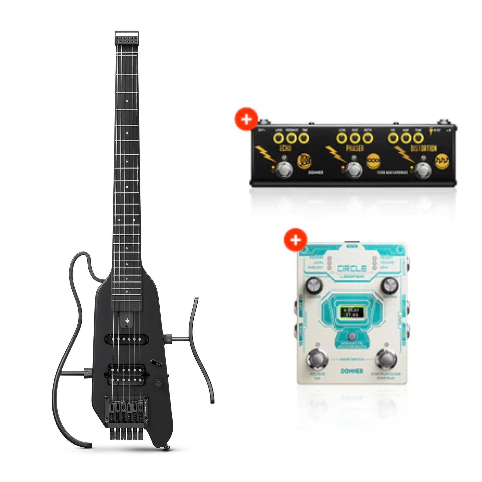 HUSH-X Porable Electric Guitar Kit for Travel Donner