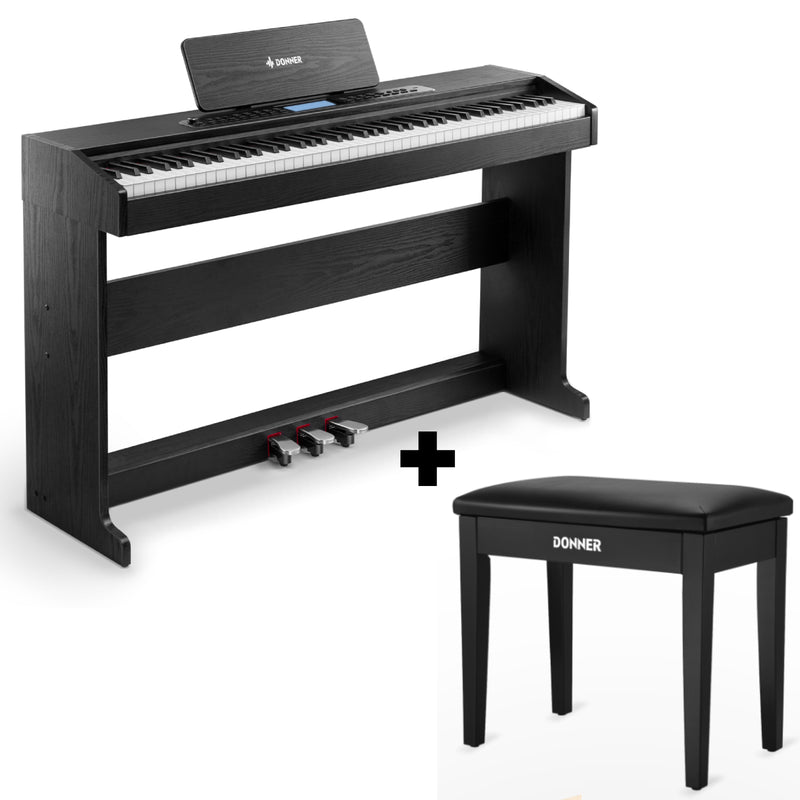 Donner DDP-95 88 Key Weighted Upright Digital Piano for Beginners White/Black