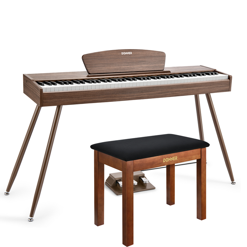 Donner DDP-80 Wooden Style 88 Key Weighted Digital Piano with Stand & 3 Pedal