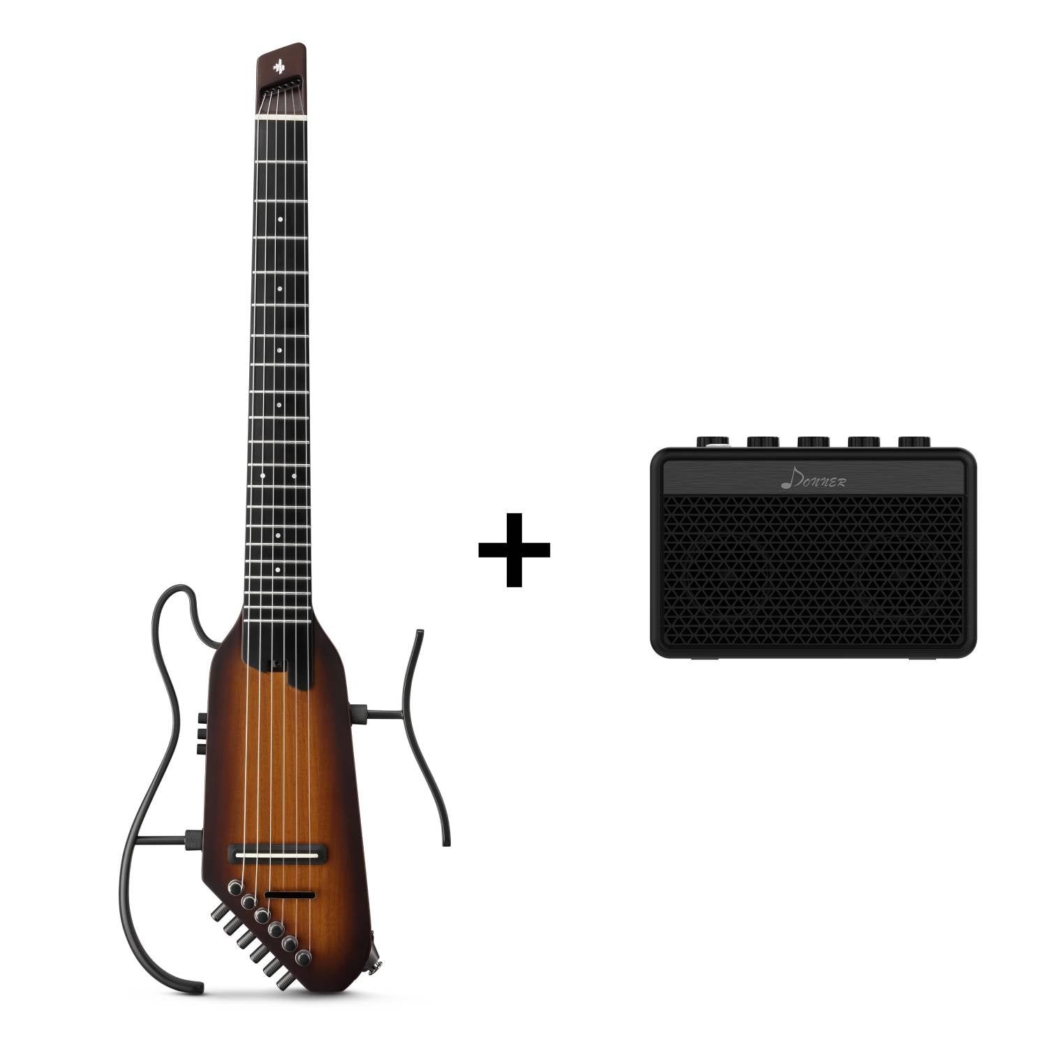 Donner HUSH™ C  Acoustic-Electric Nylon String Classical Headless Travel Guitar