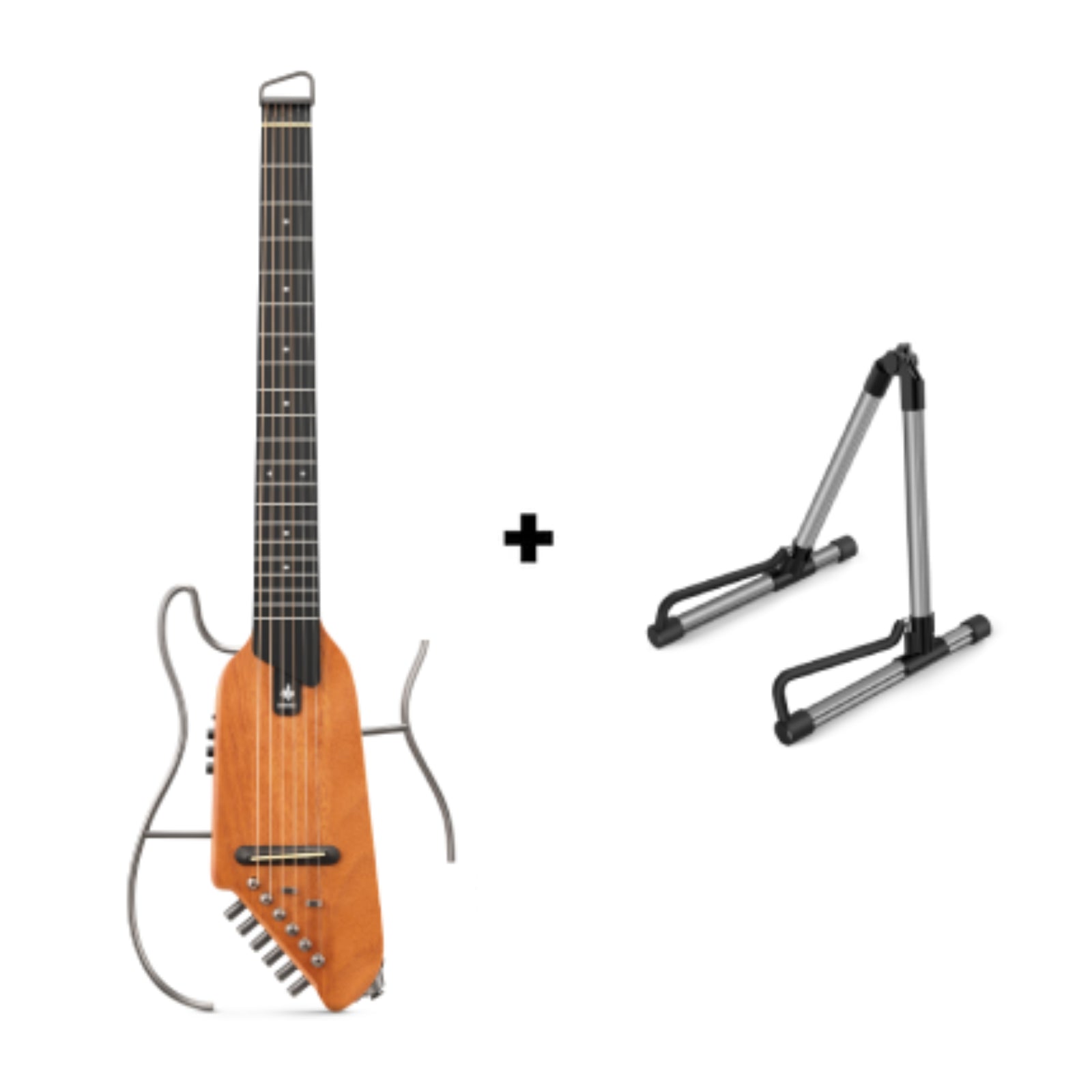 Donner HUSH-I Acoustic-Electric Guitar Kit for Travel Silent Practice-Mahogany Natural##