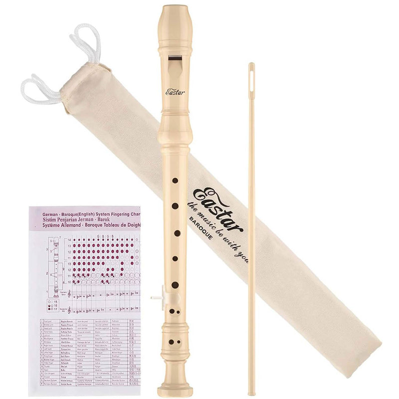 Eastar Soprano Recorder Instrument for Kids Beginner, Baroque Fingering C Key Recorder Instrument 3 Piece with Cleaning Kit, Thumb Rest, Cotton Bag, Fingering Chart,School-Approved