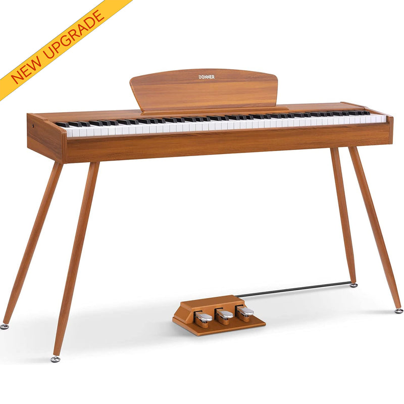 Donner DDP-80 Wooden Style 88 Key Weighted Digital Piano with Stand & Triple Pedals-Natural Sound Upgrade##