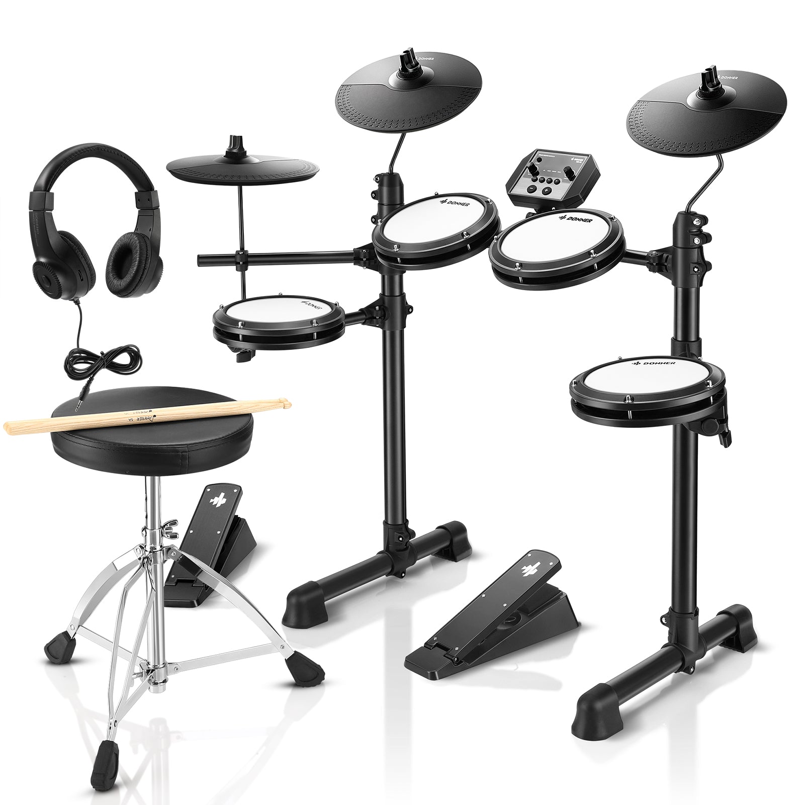 Donner-DED-80-Electronic-Drum-Kit-For-Beginners-with-Headphones-Drum-Throne