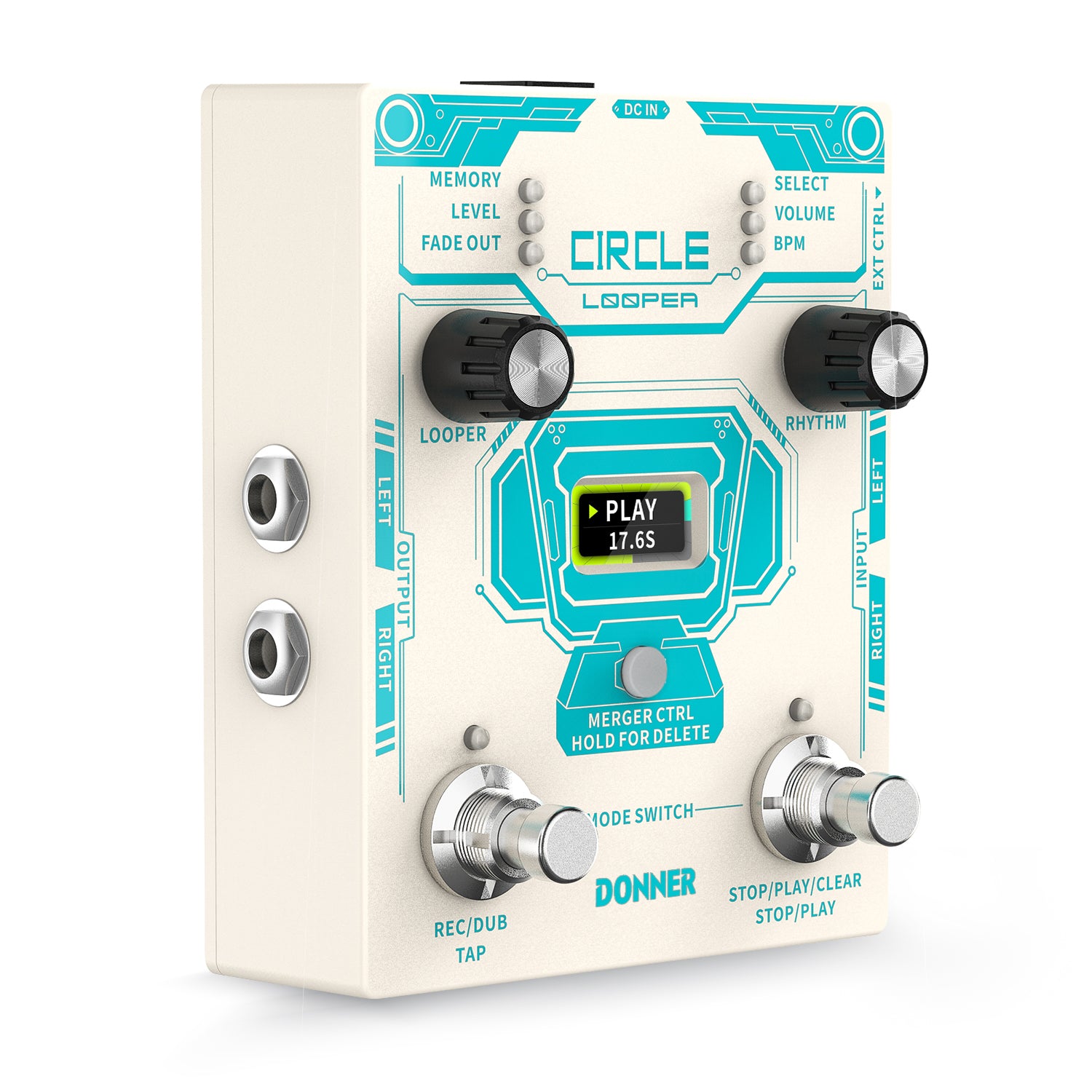 Donner-Circle-Looper-Guitar-Pedal-with-Drum-Machine-Time-Display
