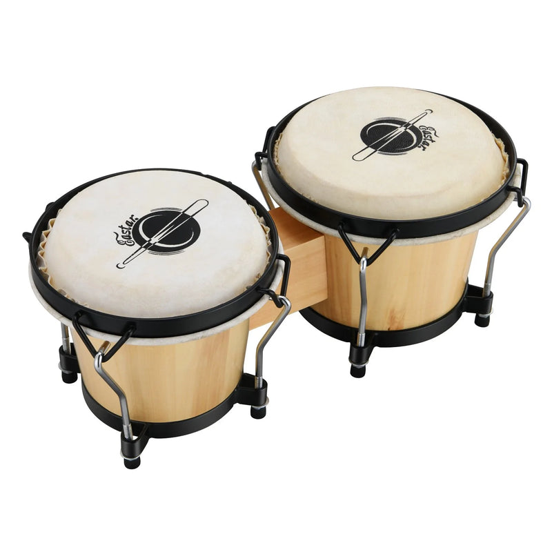 Eastar EBO-1 Bongo Drums 6 inch and 7 inch Wooden Finish for Kids/Adults/Beginners Wood Percussion Instrument with Bag/Tuning Wrench