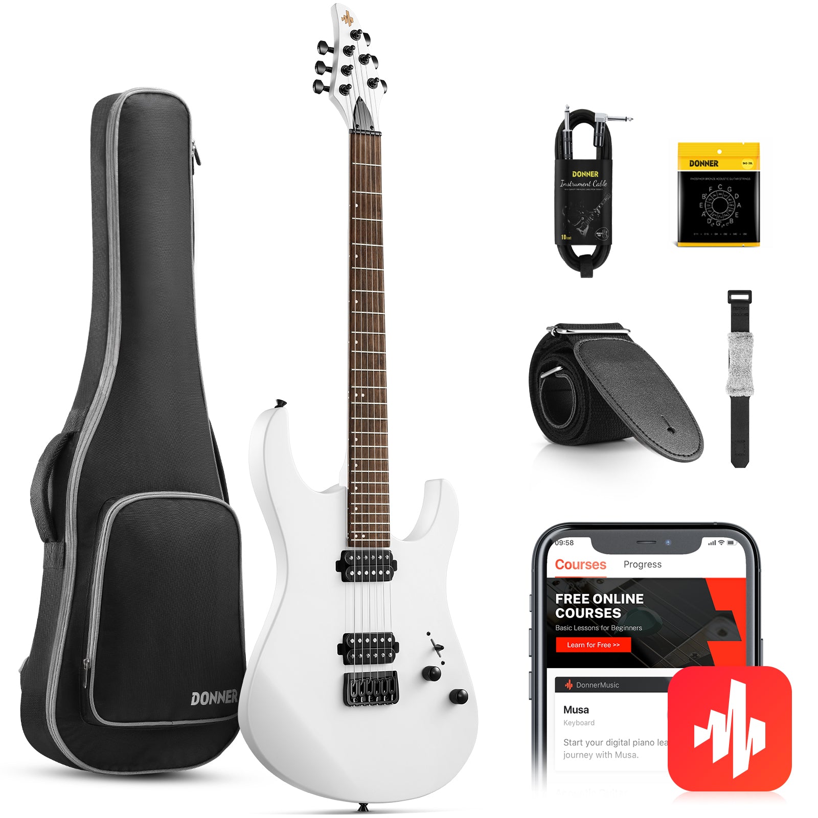 Donner DMT-100 39" Matt Metal Electric Guitar Kit Solid Body with H-H Pickups