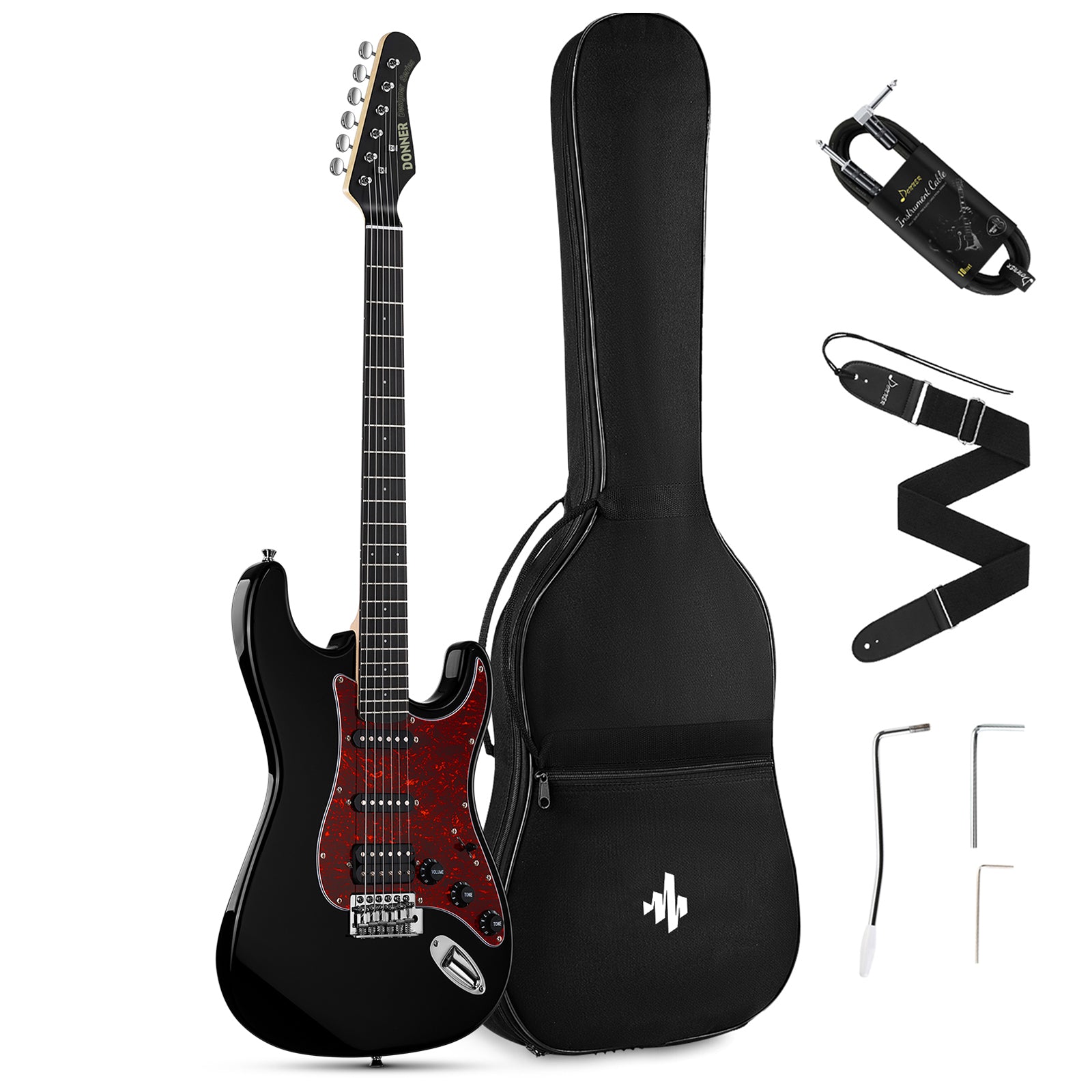 Donner DST-200 Black Electric Guitar Beginner - Donnerdeal