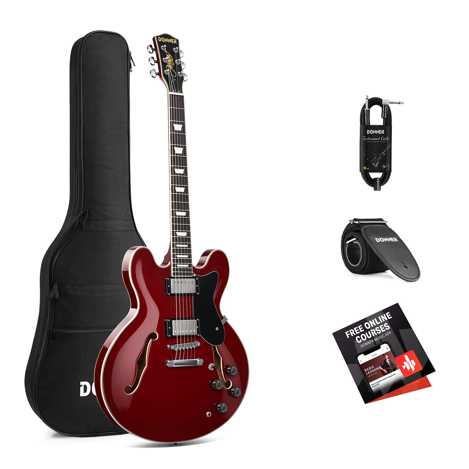 Donner DJP-1000 335 Style Semi-Hollow Jazz Electric Guitar Kit