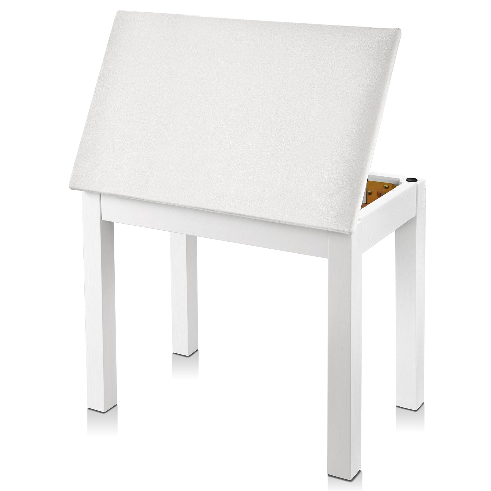 Donner Solid Wood Piano Bench with Storage High-Density Suede Cushion Chair White