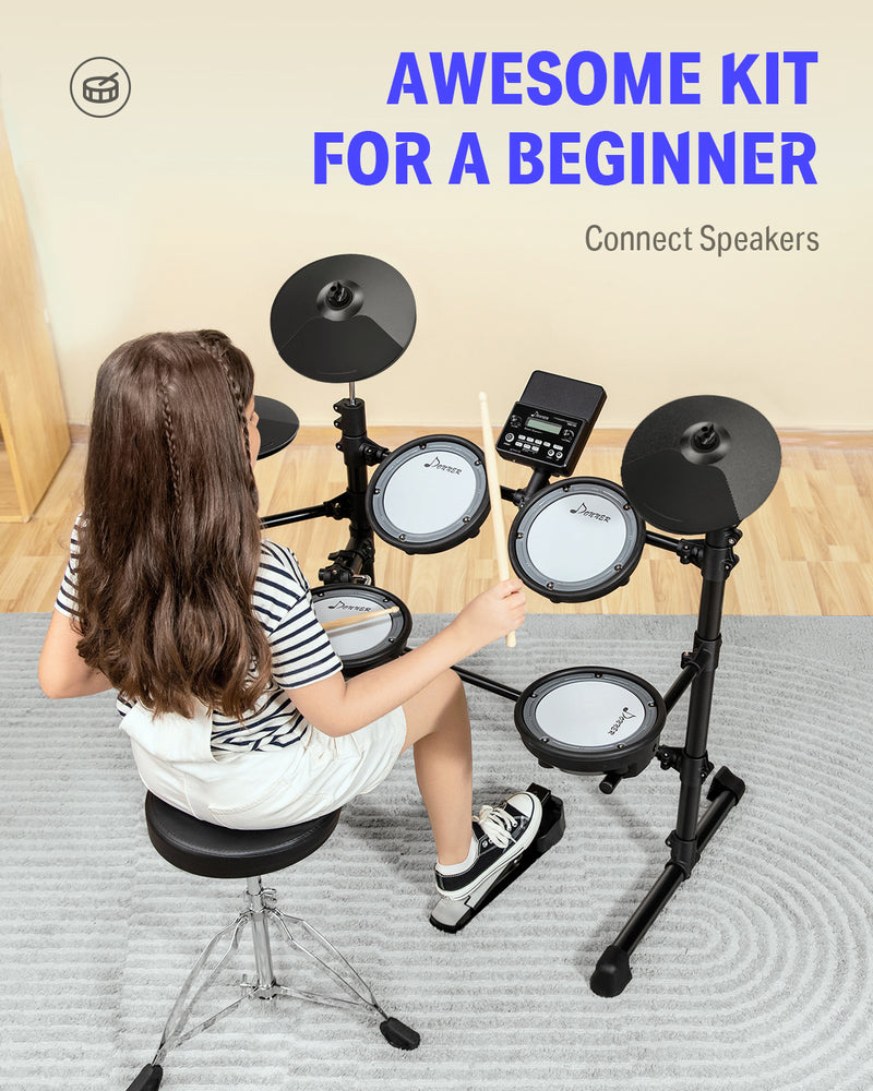 Donner DED-100 Beginner Portable Electronic Drum Set with 5 Drums/3 Cymbals