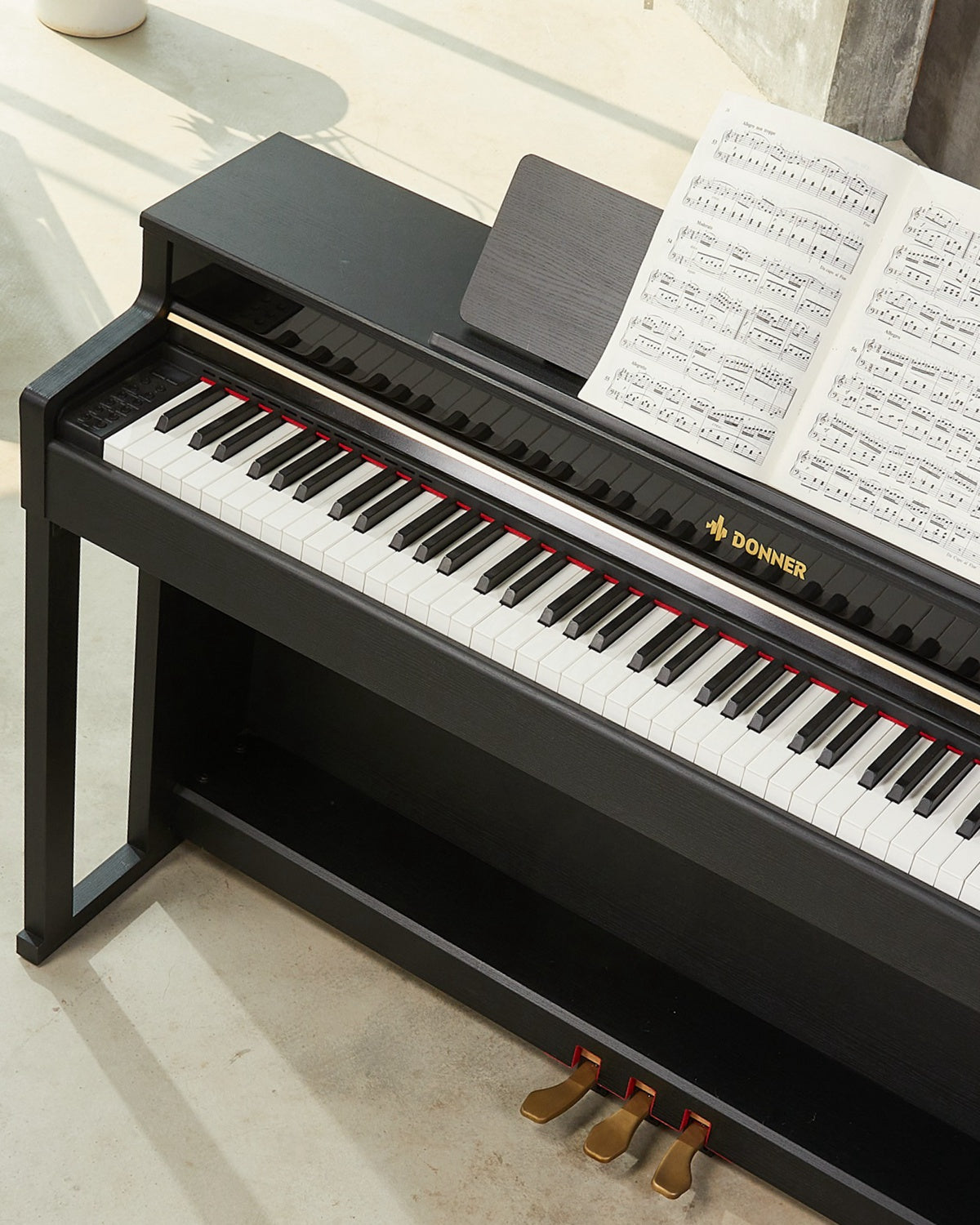 Donner DDP-400 Professional 88-Key Progressive Hammer Action Weighted Upright Digital Piano with Extended Speaker Cabinet