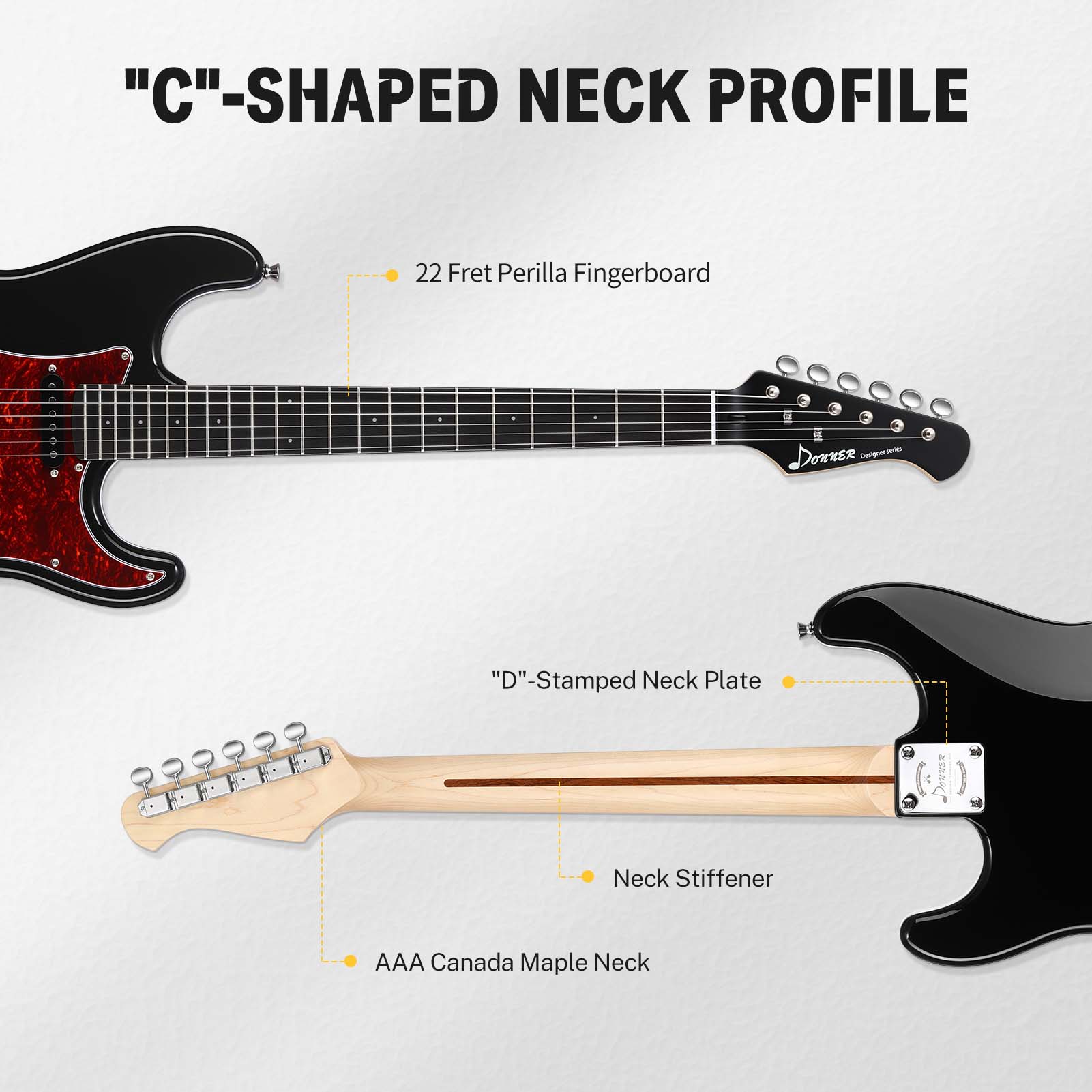 Donner DST-200 Designer Series Full Size Electric Guitar Kit HSS Pickup Solid Body Beginner Set w/Bag/Strap/Cable