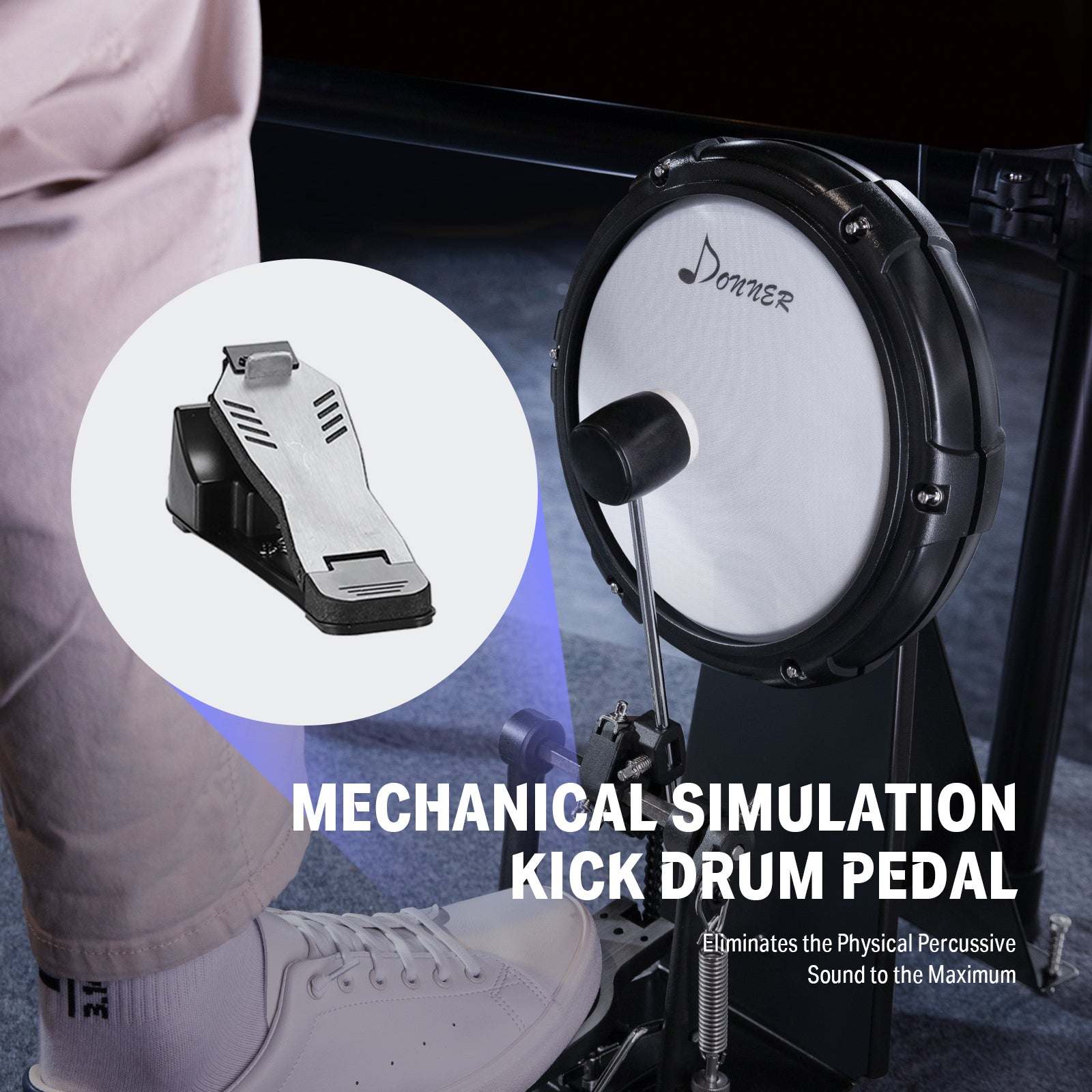 Donner DED-400 Professional Electronic Drum Set Kit with Drum Throne/Drumsticks/Headphones/Audio Cable