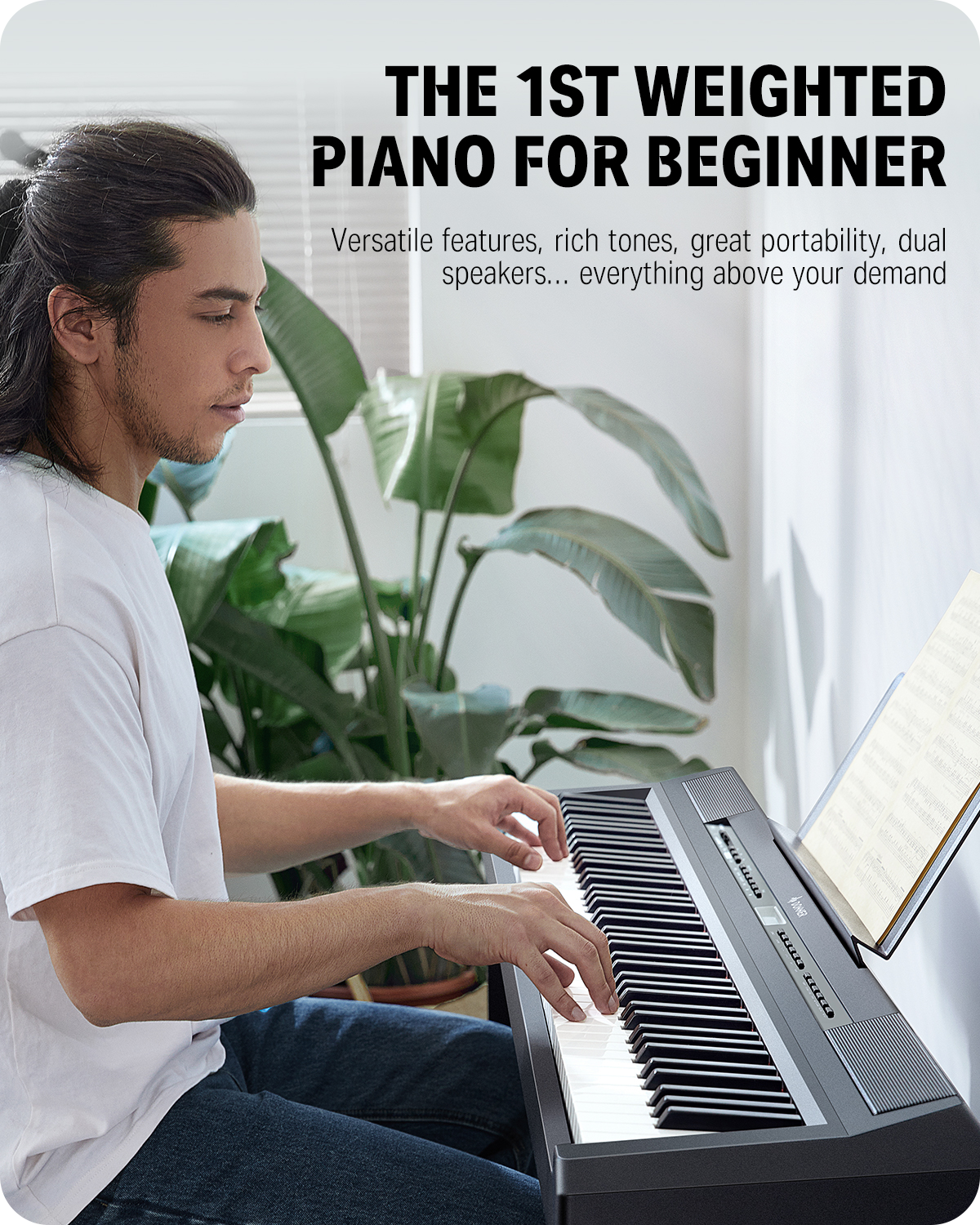 Donner DEP-20 Portable 88 Key Weighted Digital Piano with Sustain Pedal for Beginner