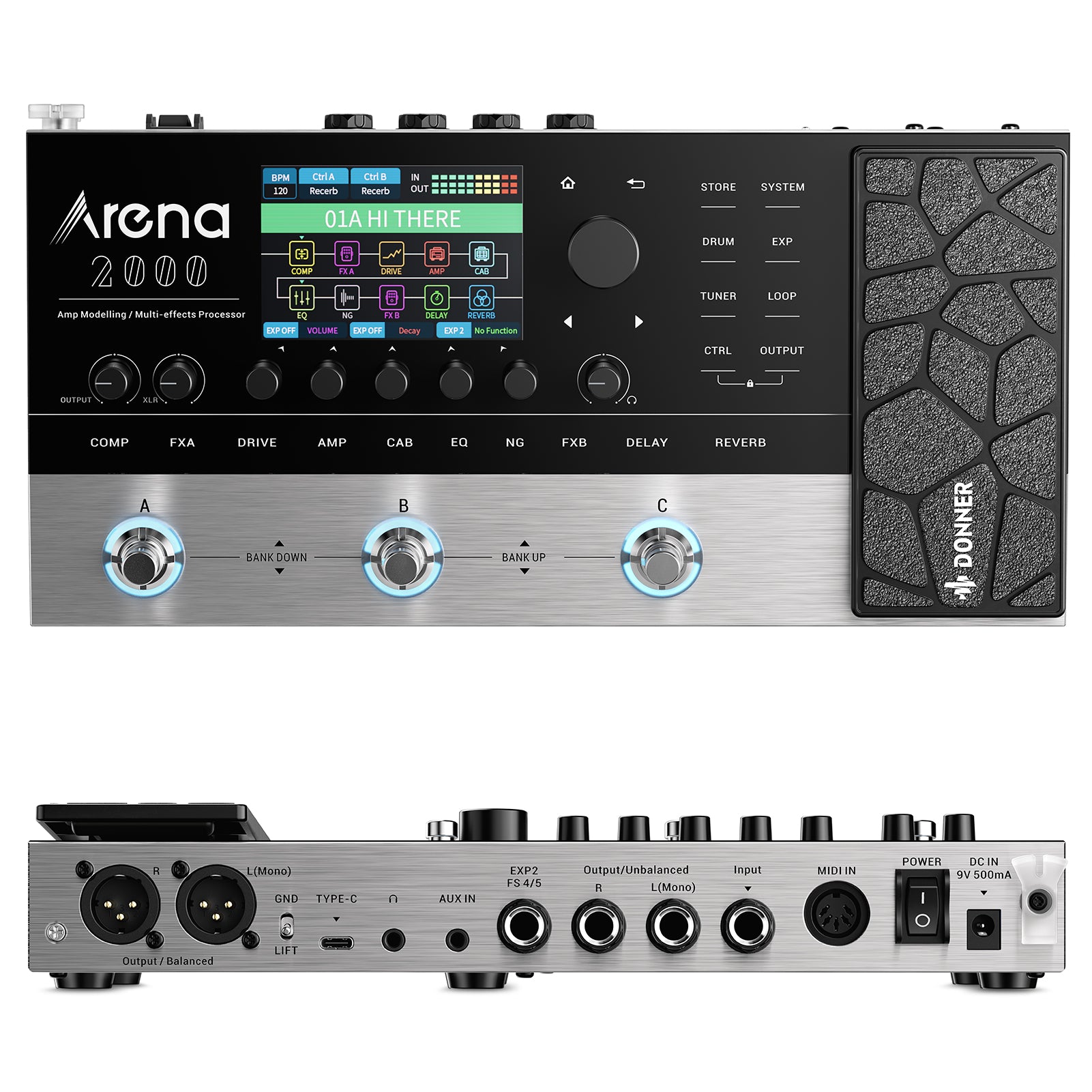 Donner Arena 2000 マルチエフェクト アンプモデリング Donner Arena 2000 Multi-Effect Guitar Pedal AMP Modeling
