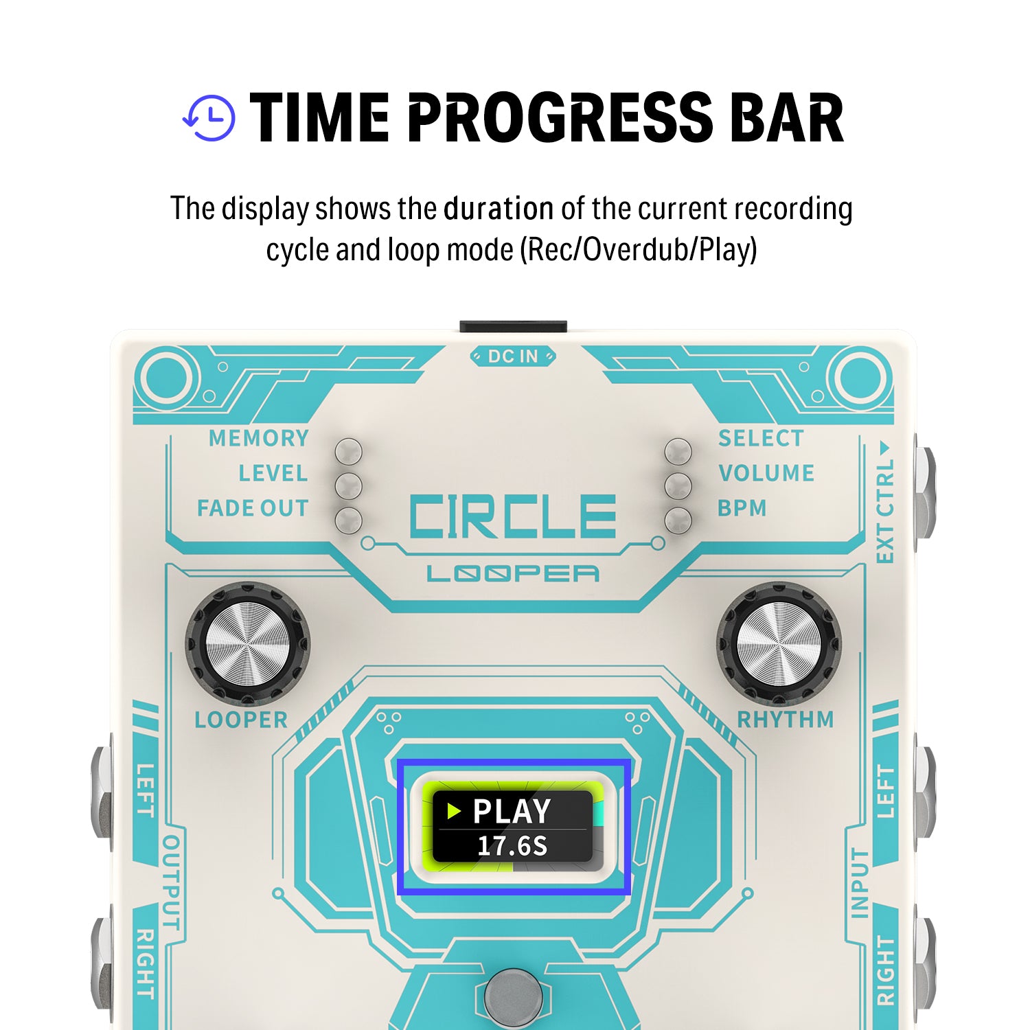 Donner-Circle-Looper-Guitar-Pedal-with-Drum-Machine-Time-Display