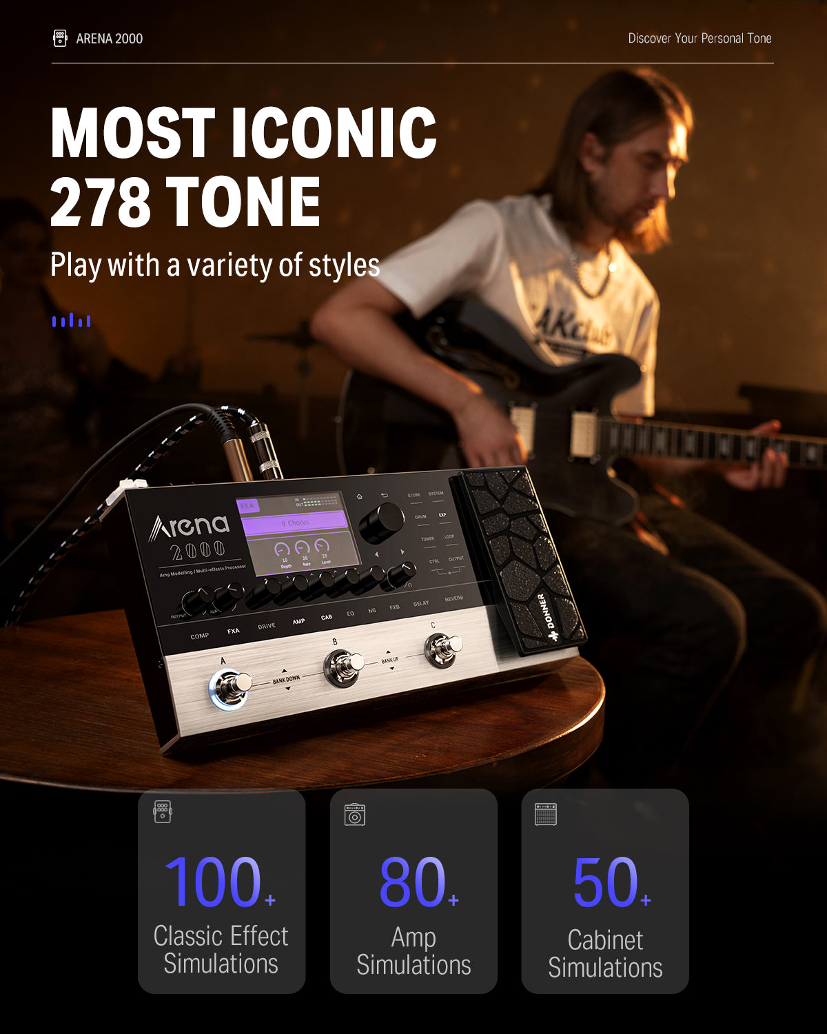 Donner Arena 2000 マルチエフェクト アンプモデリング Donner Arena 2000 Multi-Effect Guitar Pedal AMP Modeling