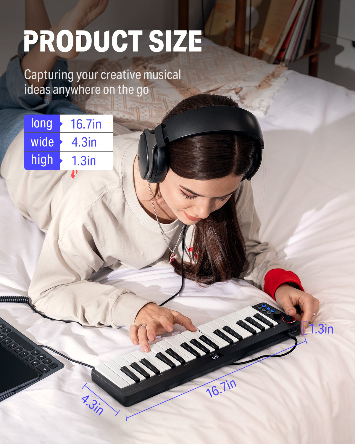Donner N-32 32-Key MIDI Keyboard Controller Sequencer with Digital Tube Screen