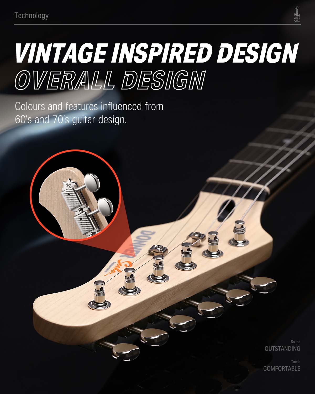 Donner DST-152 39-inch ST Electric Guitar Kit HSS Pickup with Amplifier-Sunburst##